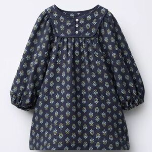 Zara Kids Floral Print Dress Blue